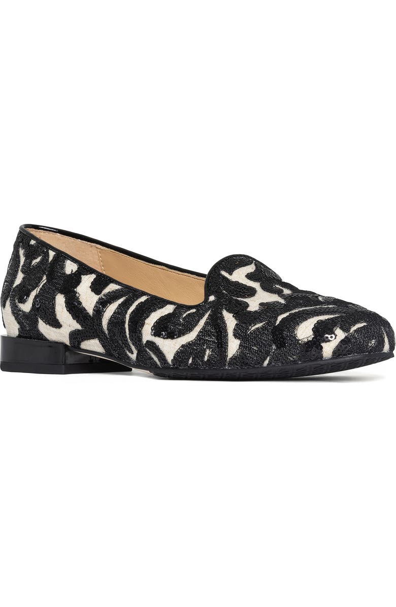 Donald Pliner Reena Sequin Embellished Loafer Flat, Main, color, Natural/Black