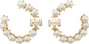 Tory Burch Kira Imitation Pearl Frontal Hoop Earrings