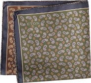 Eton Paisley & Medallion Reversible Silk Pocket Square
