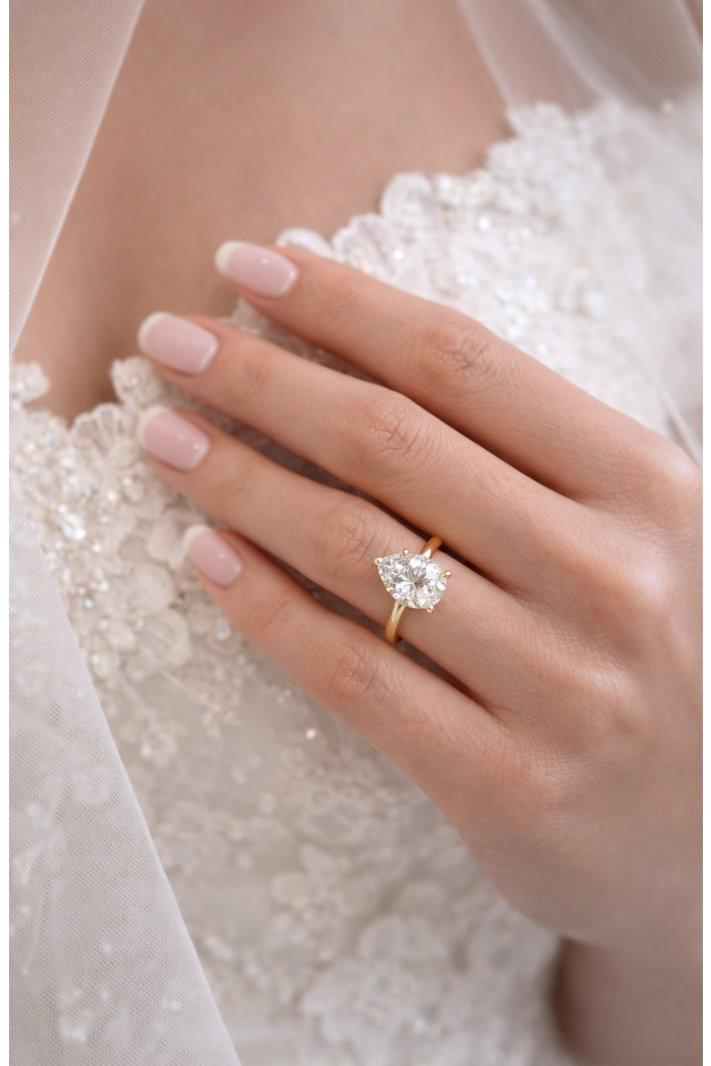 2 ct. Pear-Cut Moissanite VVS1 Ring in Gold Vermeil or Sterling Silver Isabella, Alternate, color, Gold
