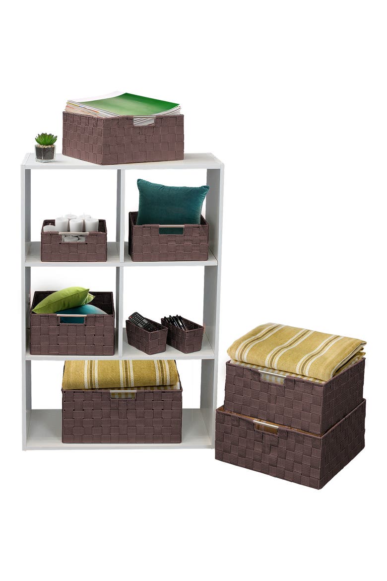 Chocolate Woven 9-Piece Basket Set, Alternate, color, CHOCOLATE