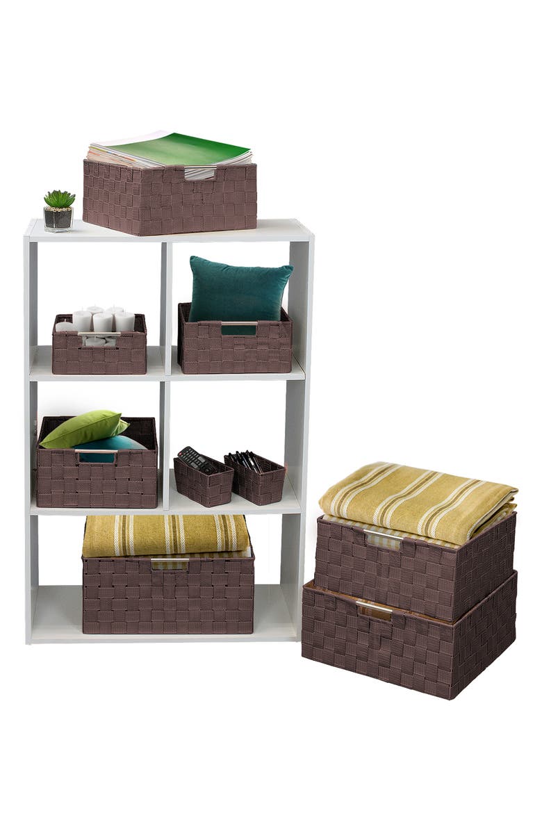 SORBUS Chocolate Woven 9-Piece Basket Set, Alternate, color, 