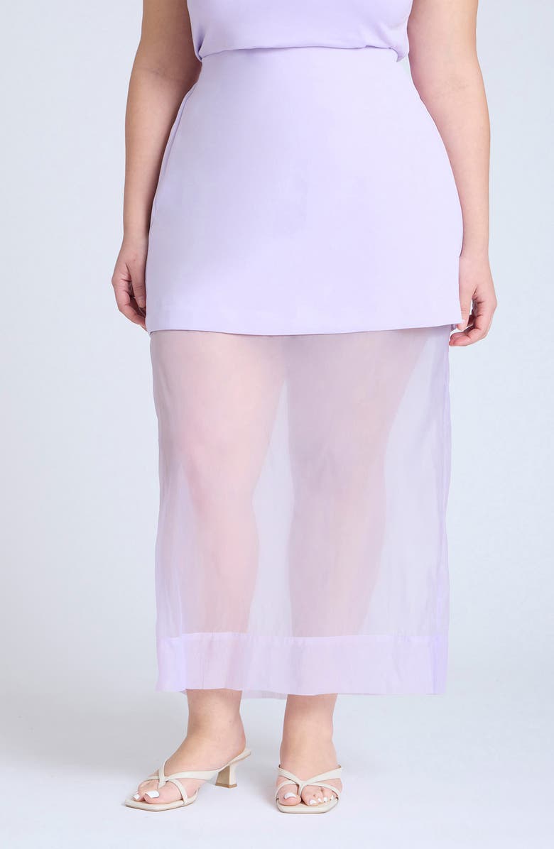 ELOQUII Twofer Orgnaza Skirt, Main, color,