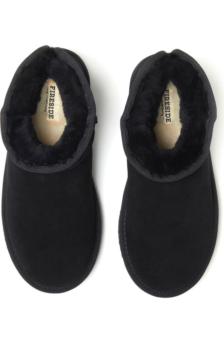 DEARFOAMS Fireside Riverland Genuine Shearling Micro Bootie, Alternate, color, Black