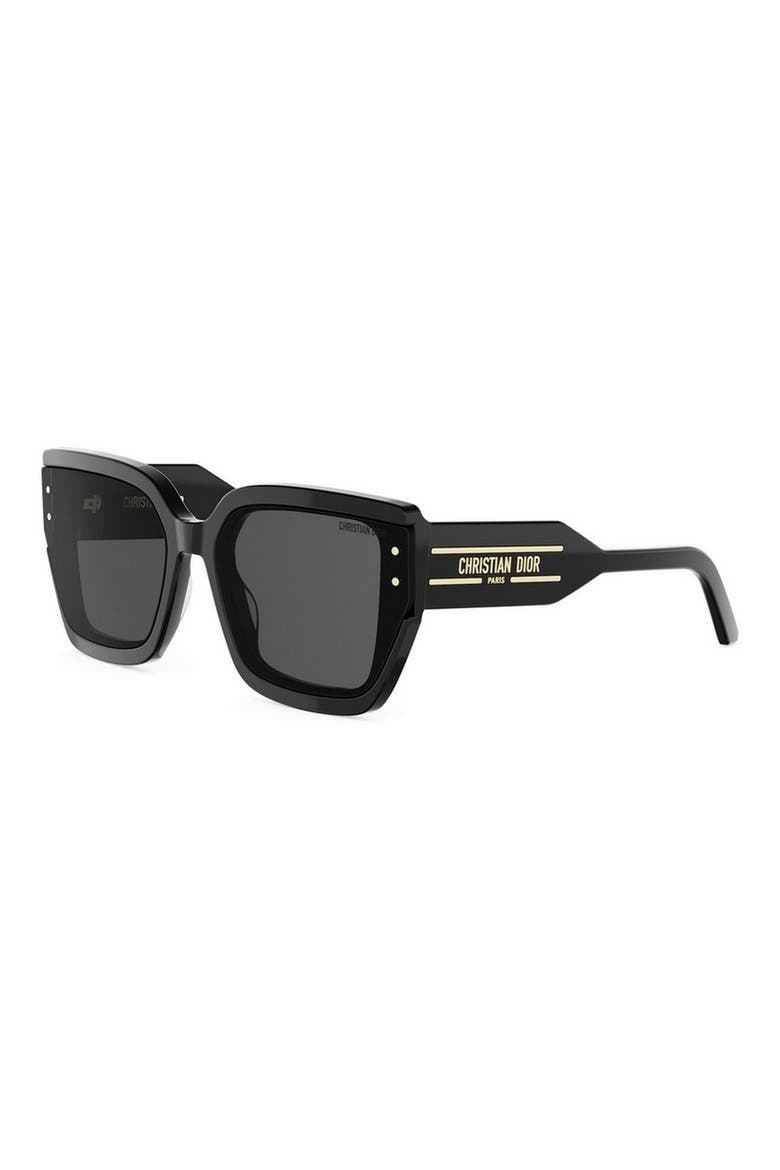 'DiorSignature S14I 64mm Oversize Square Sunglasses, Alternate, color, SHINY BLACK / SMOKE