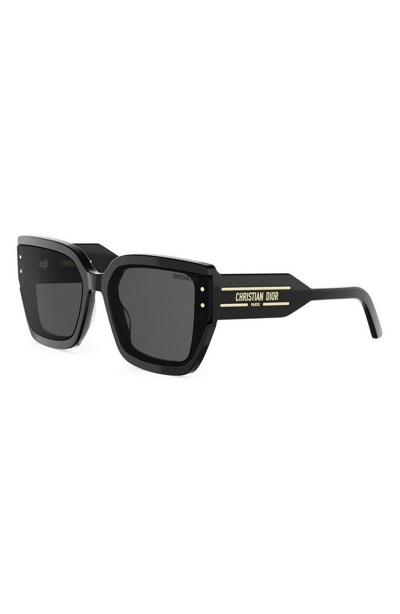 DIOR Signature S14I 64mm Oversize Square Sunglasses, Alternate, color, Shiny Black / Smoke