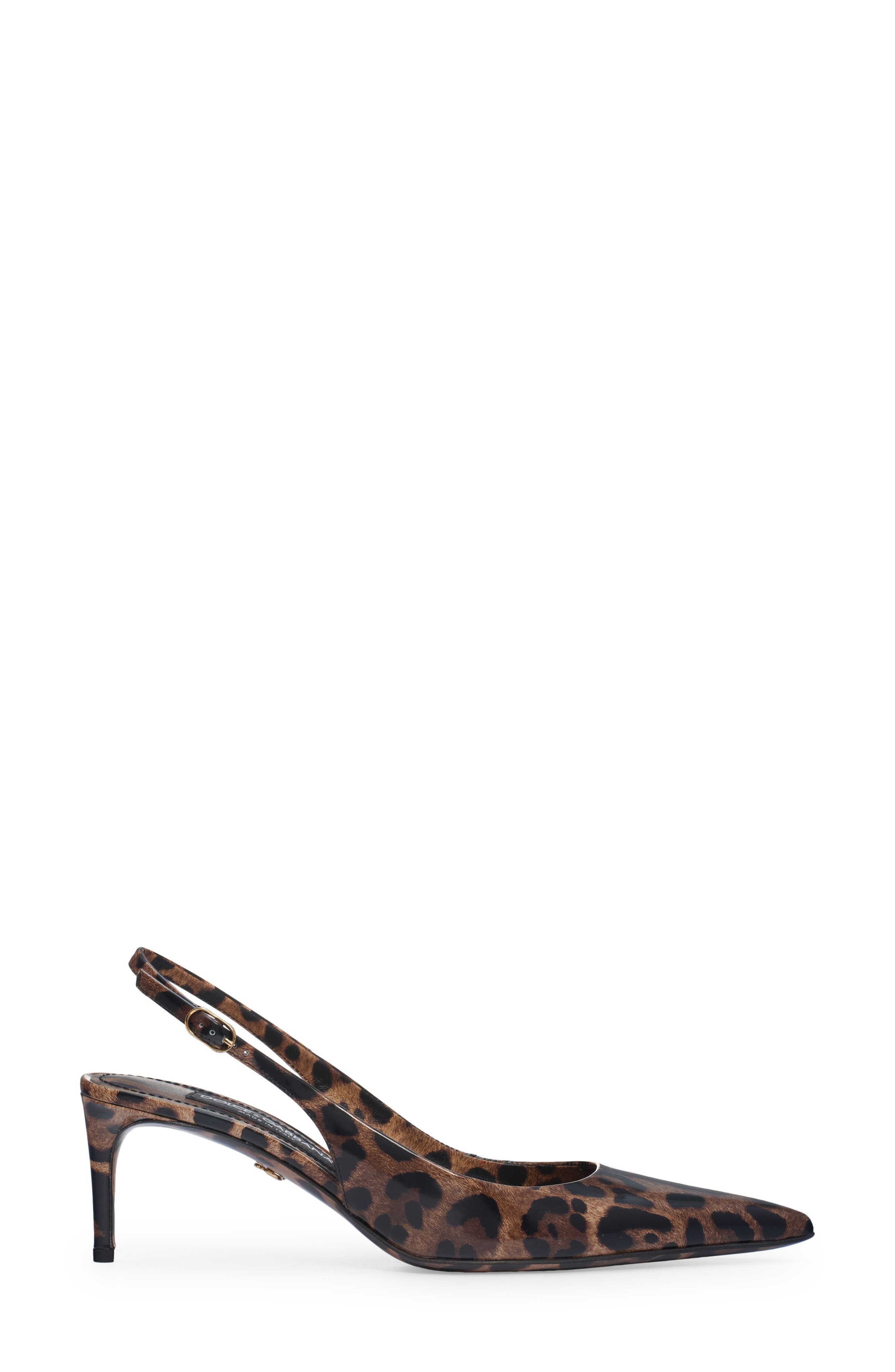 Dolce&Gabbana Lollo Leopard Print Pointed Toe Slingback Pump, Alternate, color, Brown Print Leopard