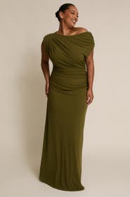 Six Stories Slash Neck Draped Bridesmaid Dress