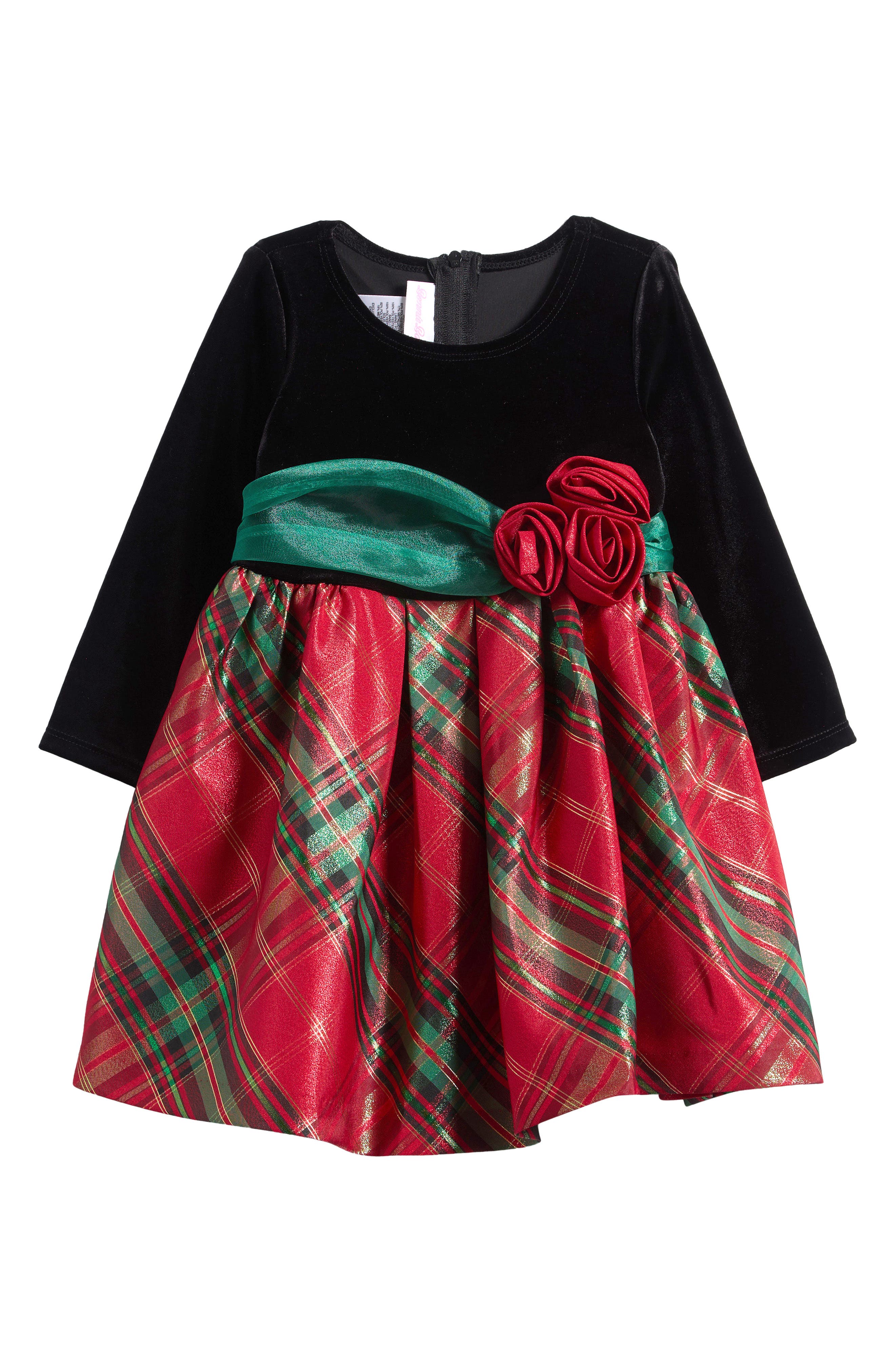 Kids' Velvet Taffeta Plaid Dress