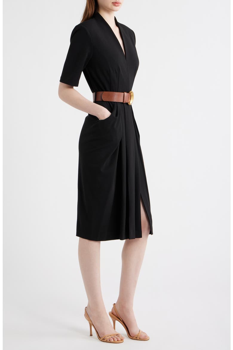 Belted Sheath Dress, Alternate, color, BLACK