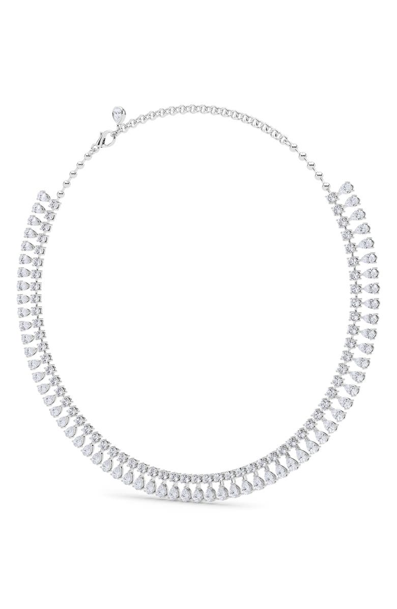 HauteCarat Lab Created Diamond Frontal Necklace, Main, color, 18K White Gold