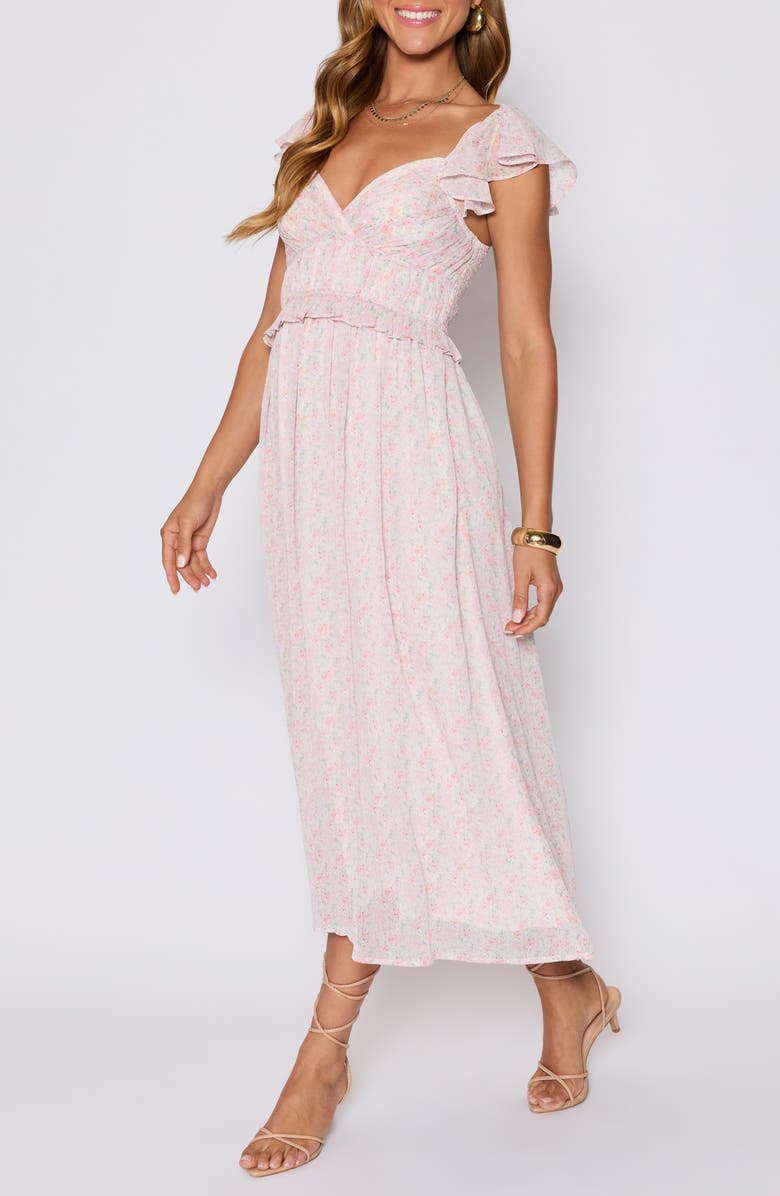 VICI Collection Enchanted Ruffle Maxi Dress, Alternate, color, Blush/ Multi Floral