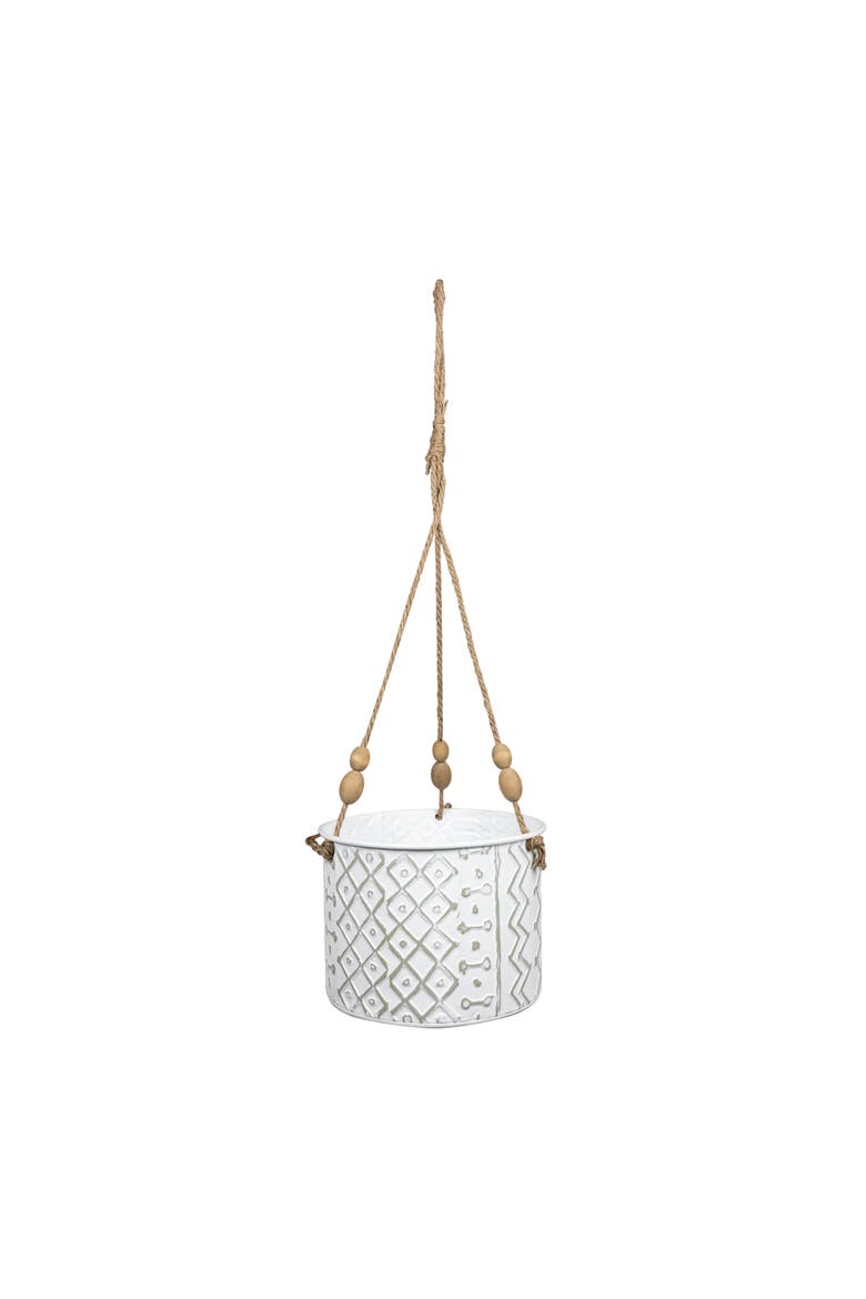 Aaliyah Small GeometricMetal Indoor Hanging Planter, Main, color, White
