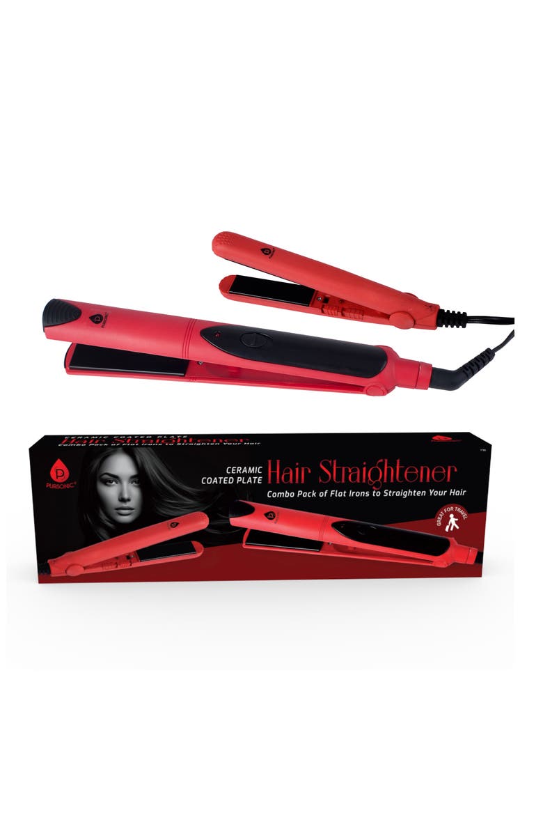 Set of 2 Hair Straighteners, Main, color, RED