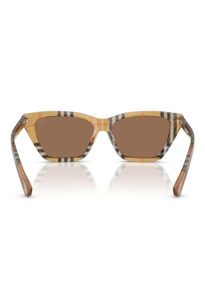 54mm Cat Eye Sunglasses, Alternate, color, CHECK SAND / DARK BROWN