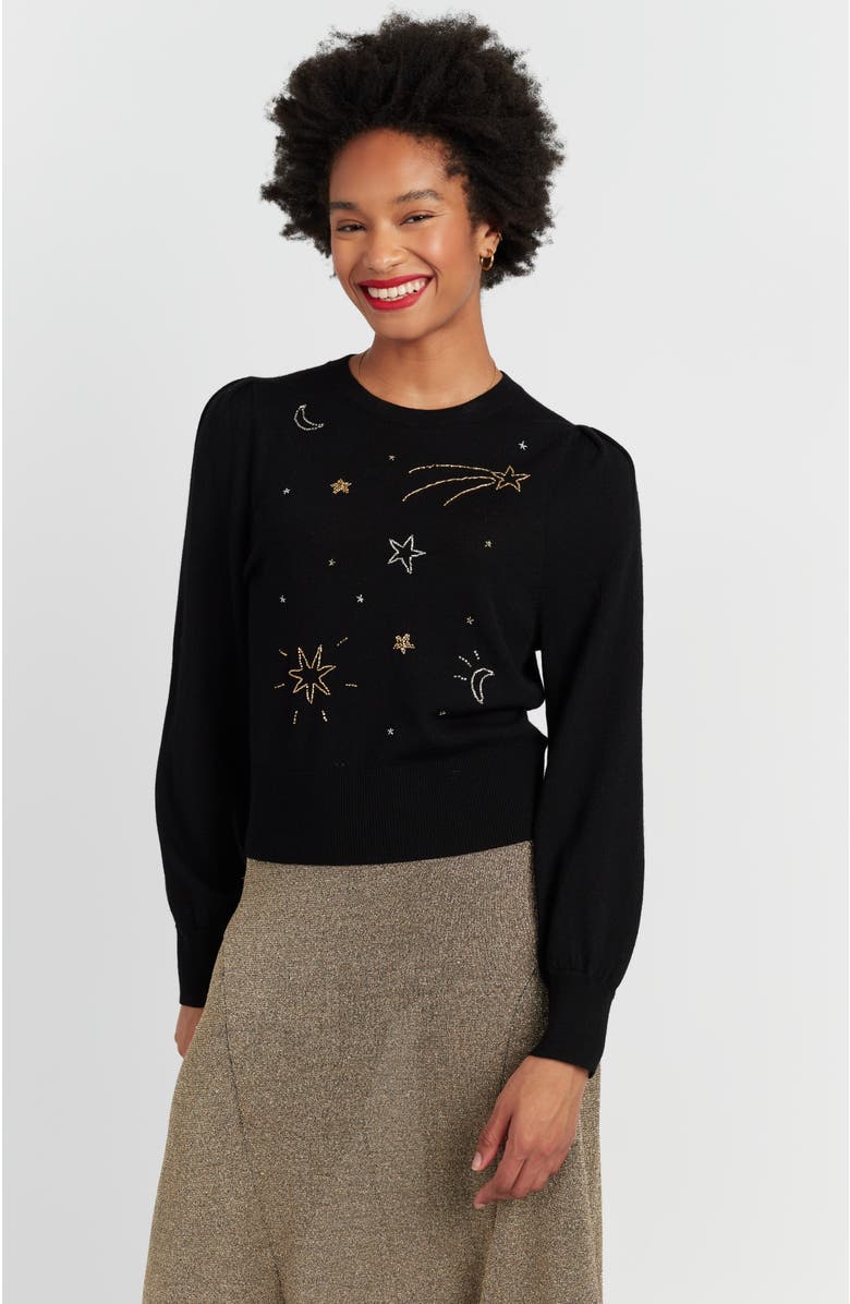 Chinti & Parker Constellation Star Sweater, Main, color, Black