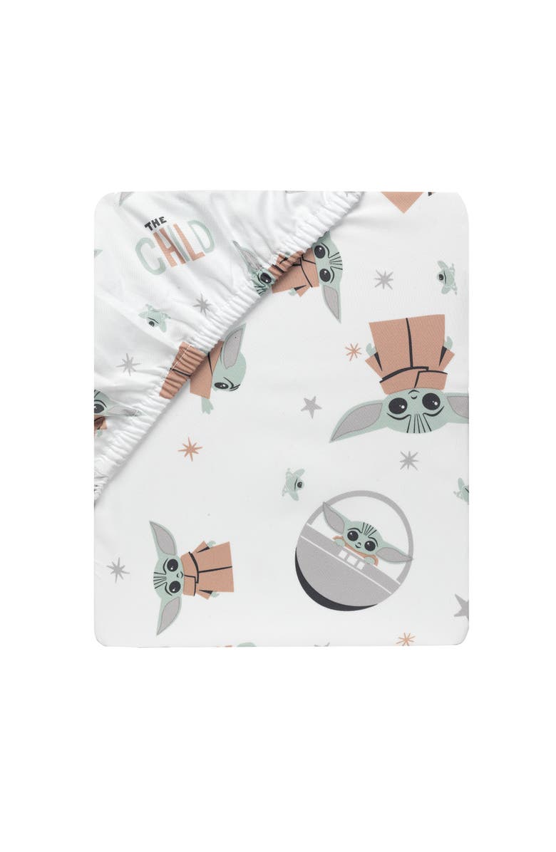 Lambs & Ivy Star Wars Mandalorian The Child/Baby Yoda/Grogu Fitted Crib Sheet, Alternate, color, White