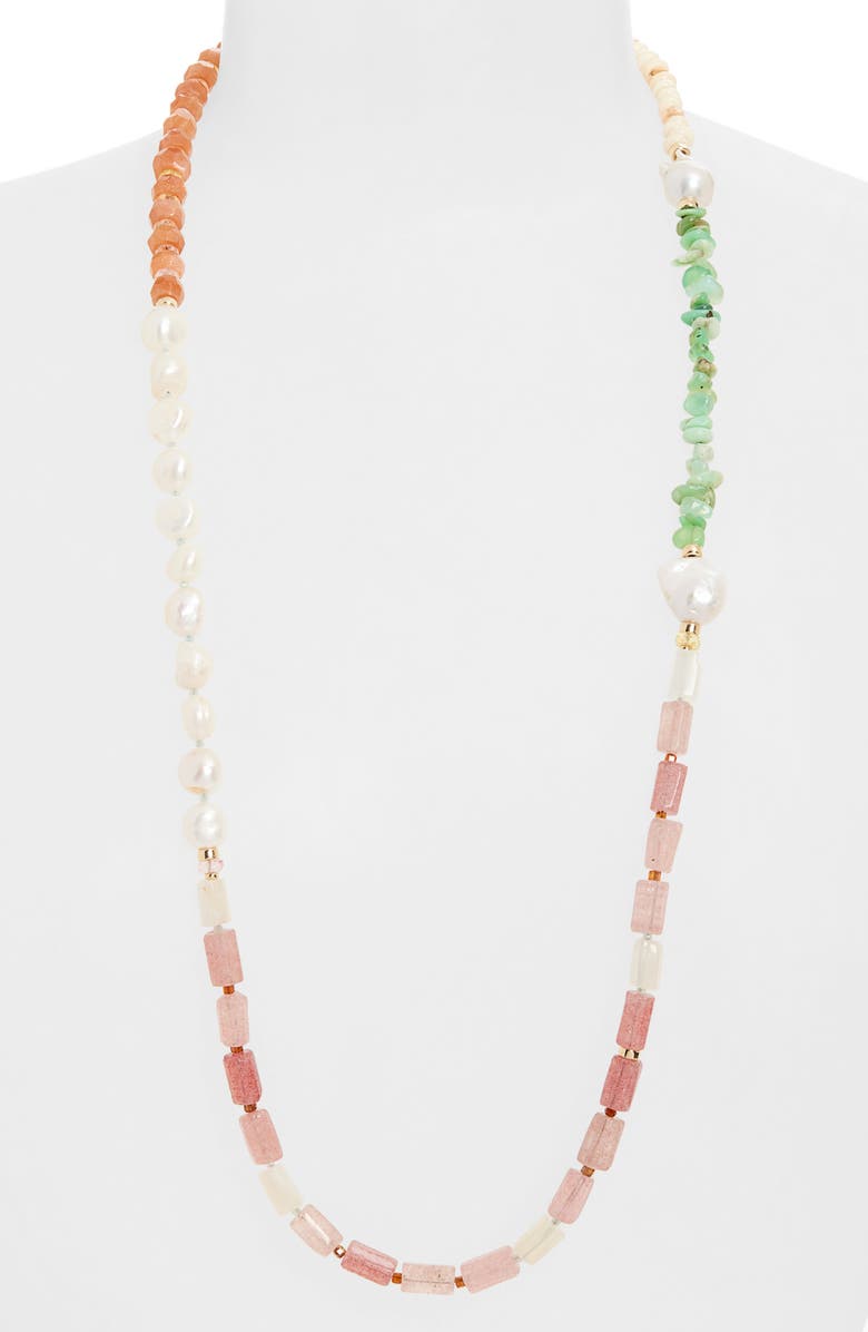 Lizzie Fortunato Cabana Beaded Necklace, Alternate, color, Pink/ Green Multi/ Pearl