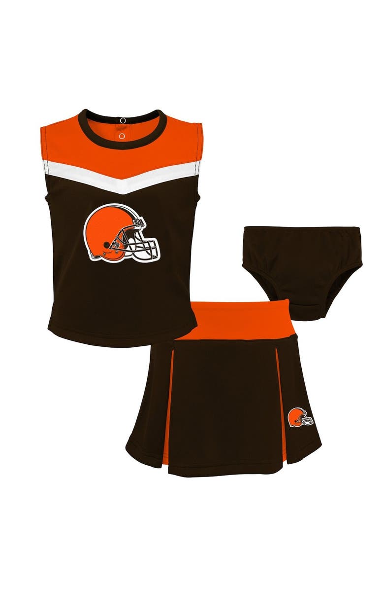 Outerstuff Girls Toddler Brown Cleveland Browns Spirit Cheer Three-Piece Cheerleader Set, Main, color, Brown