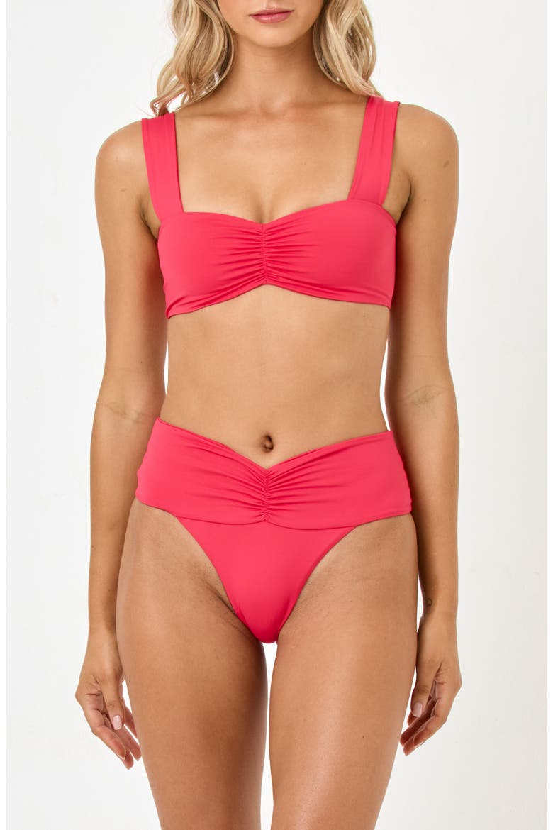 Bardot Ruched Bikini Bottoms, Alternate, color, POUT
