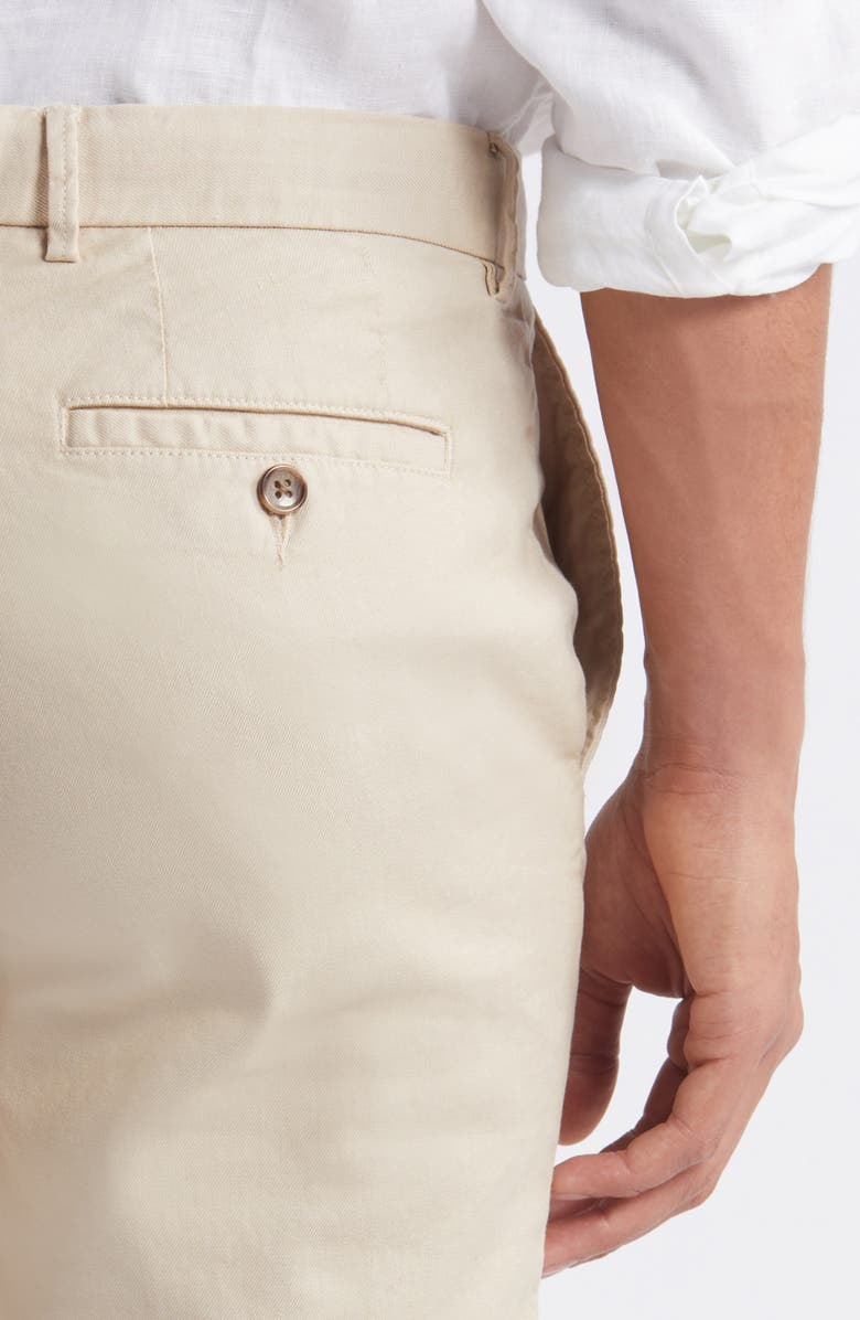 Scott Barber Flat Front Stretch Linen & Cotton Shorts, Alternate, color, Khaki