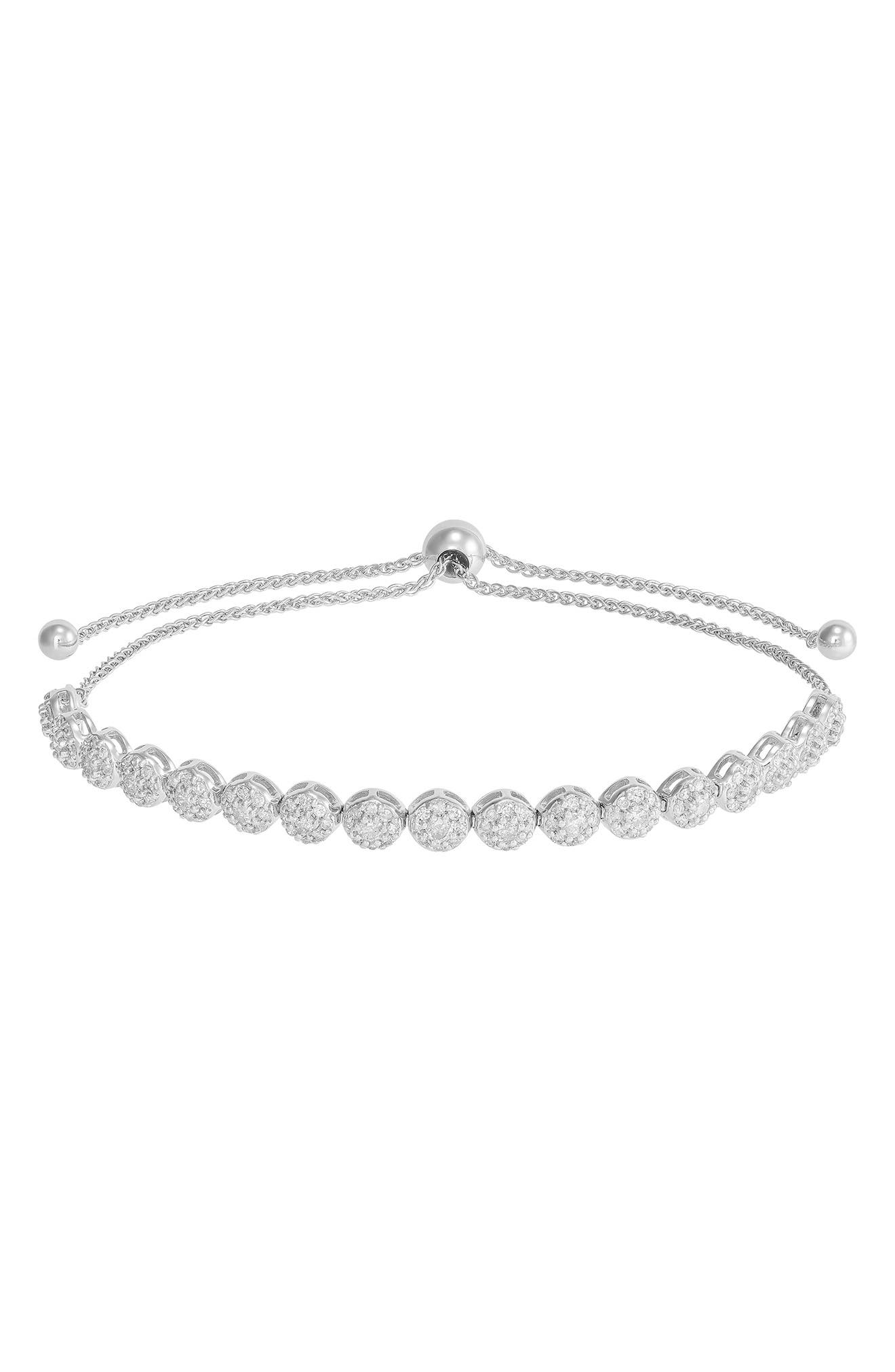 Frankie & Zoe 10K White Gold Pavé Diamond Slider Bracelet