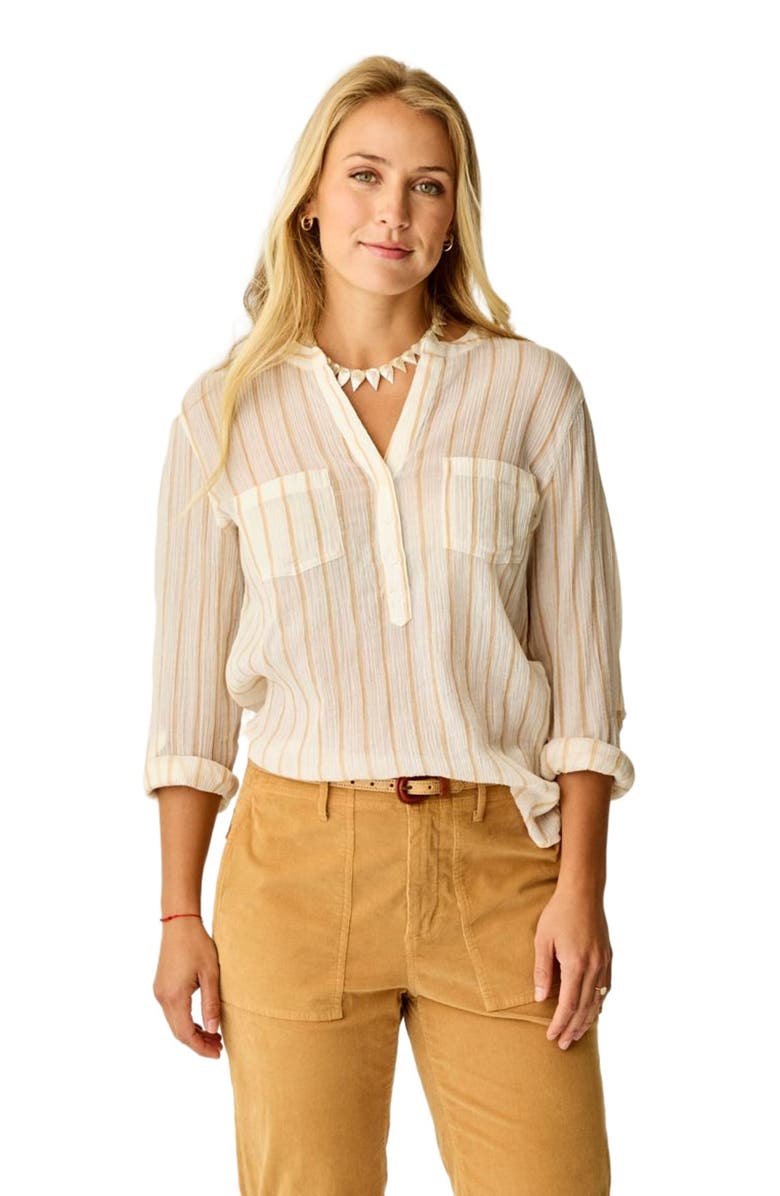 Carve Designs Dylan Gauze Shirt, Alternate, color, Camel Stripe