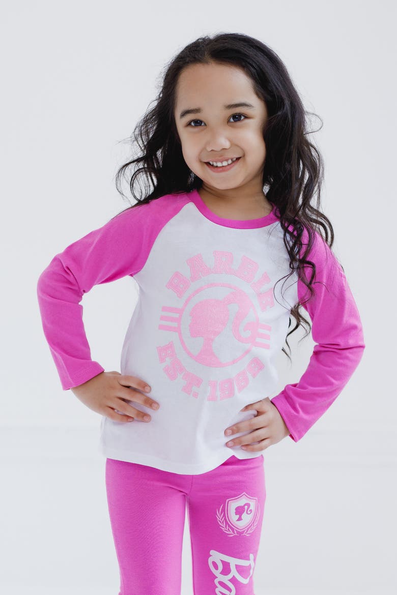 2-Piece Long Sleeve Tee and Flare Pants Set, Alternate, color, White and Pink
