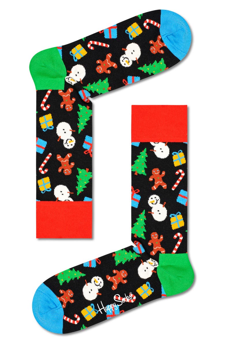 Happy Socks Bring It On Cotton Blend Crew Socks, Main, color, Black