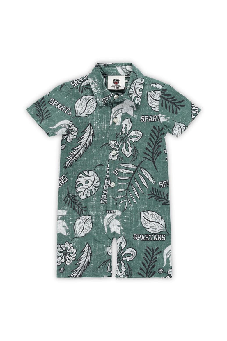 Infant Wes & Willy Green Michigan State Spartans Vintage Floral Romper, Alternate, color, Green