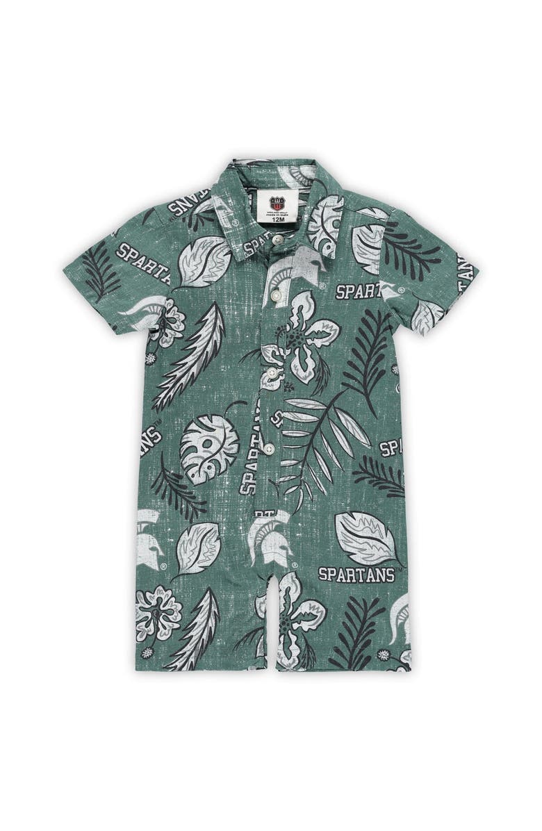 Wes & Willy Infant Wes & Willy Green Michigan State Spartans Vintage Floral Romper, Alternate, color, Green