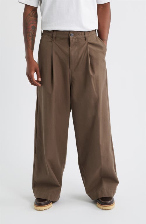 Obey Oliver Pleated Twill Pants In Brown
