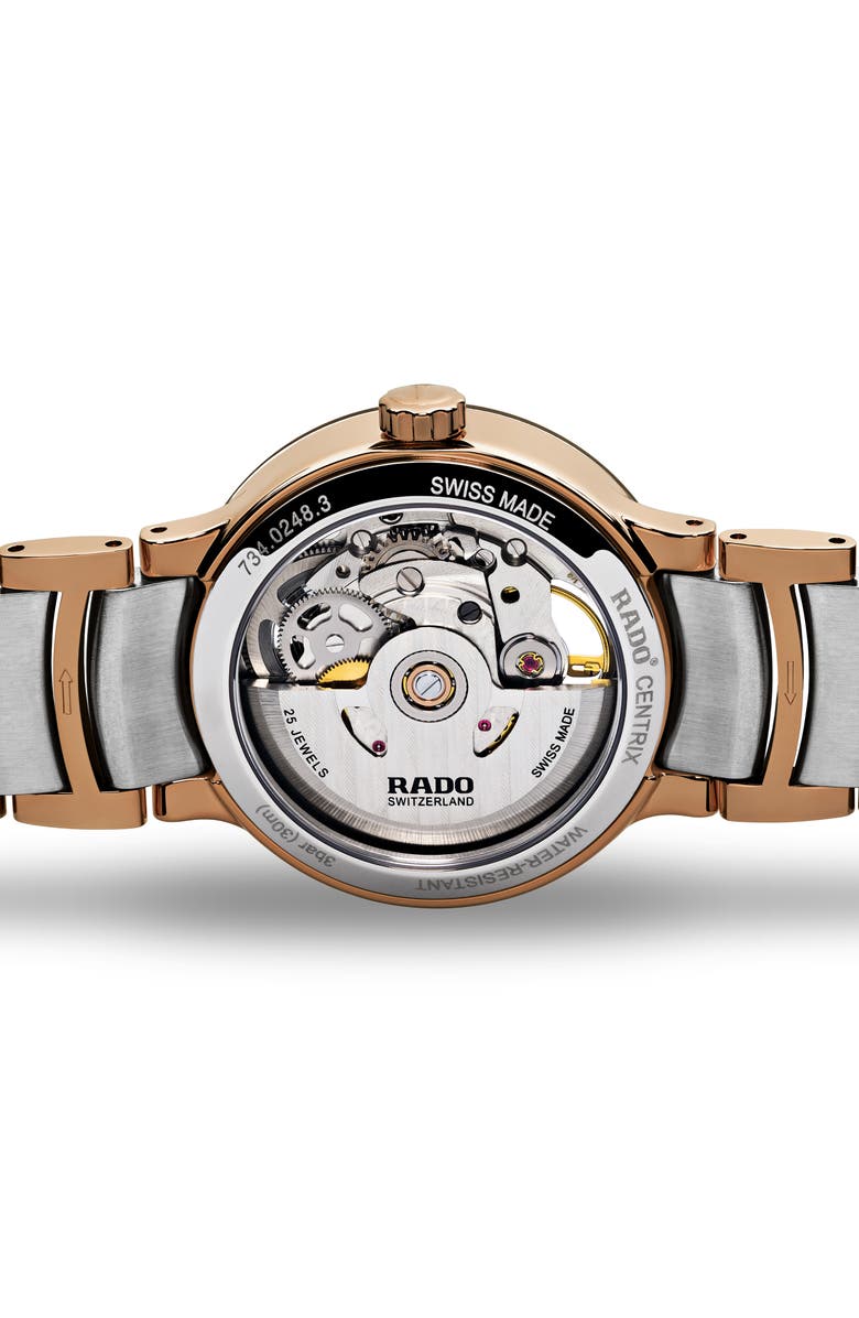 RADO Centrix Automatic Open Heart Bracelet Watch, 33mm, Alternate, color, 