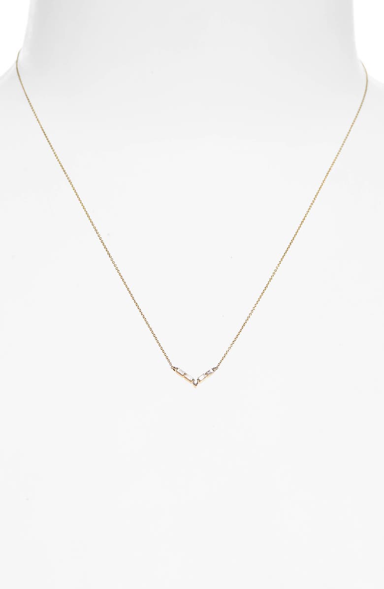 Dana Rebecca Designs Sadie Pearl Mini V-Shape Necklace, Alternate, color, Yellow Gold