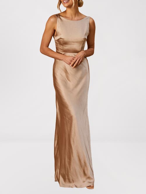 Six Stories Cowl Back Satin Bridesmaid Dress In Neutral