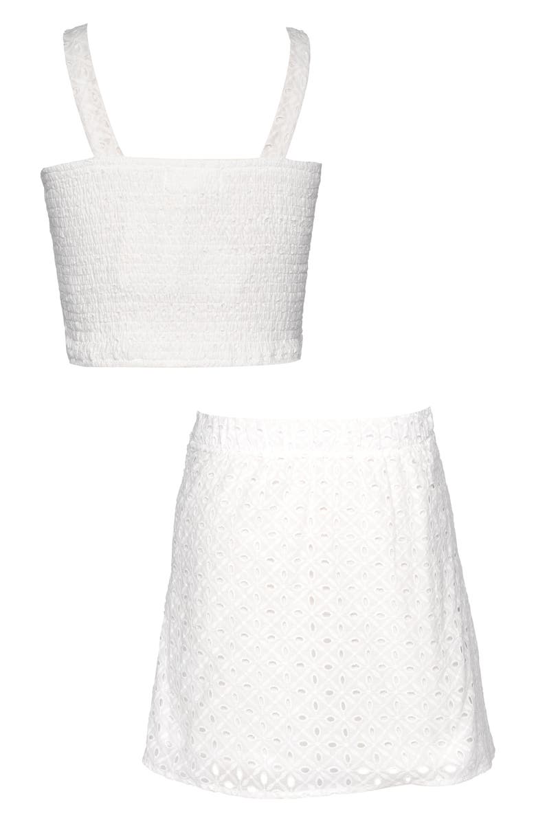 Hannah Banana Kids' Embroidered Eyelet Two-Piece Top & Skirt Set, Alternate, color,