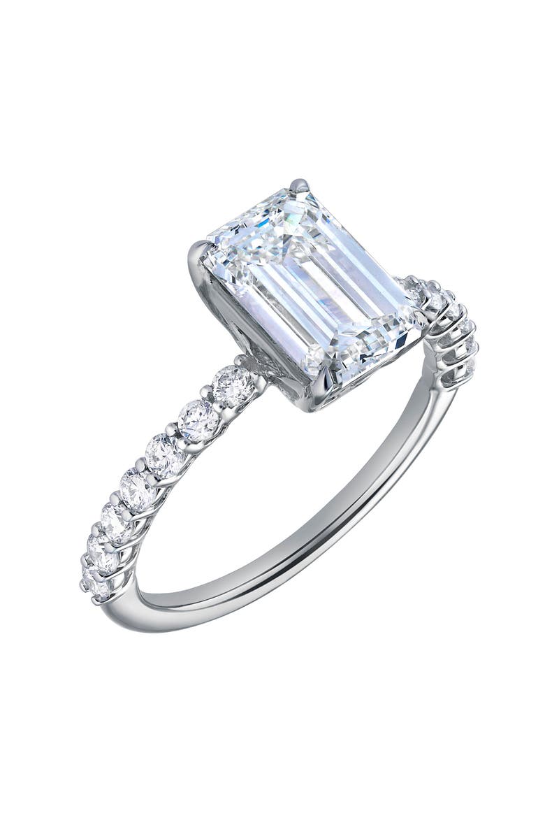 Calista 14K White Gold Emerald Cut Lab Grown Diamond Engagement Ring - 2.55 ctw, Alternate, color, 14K White Gold