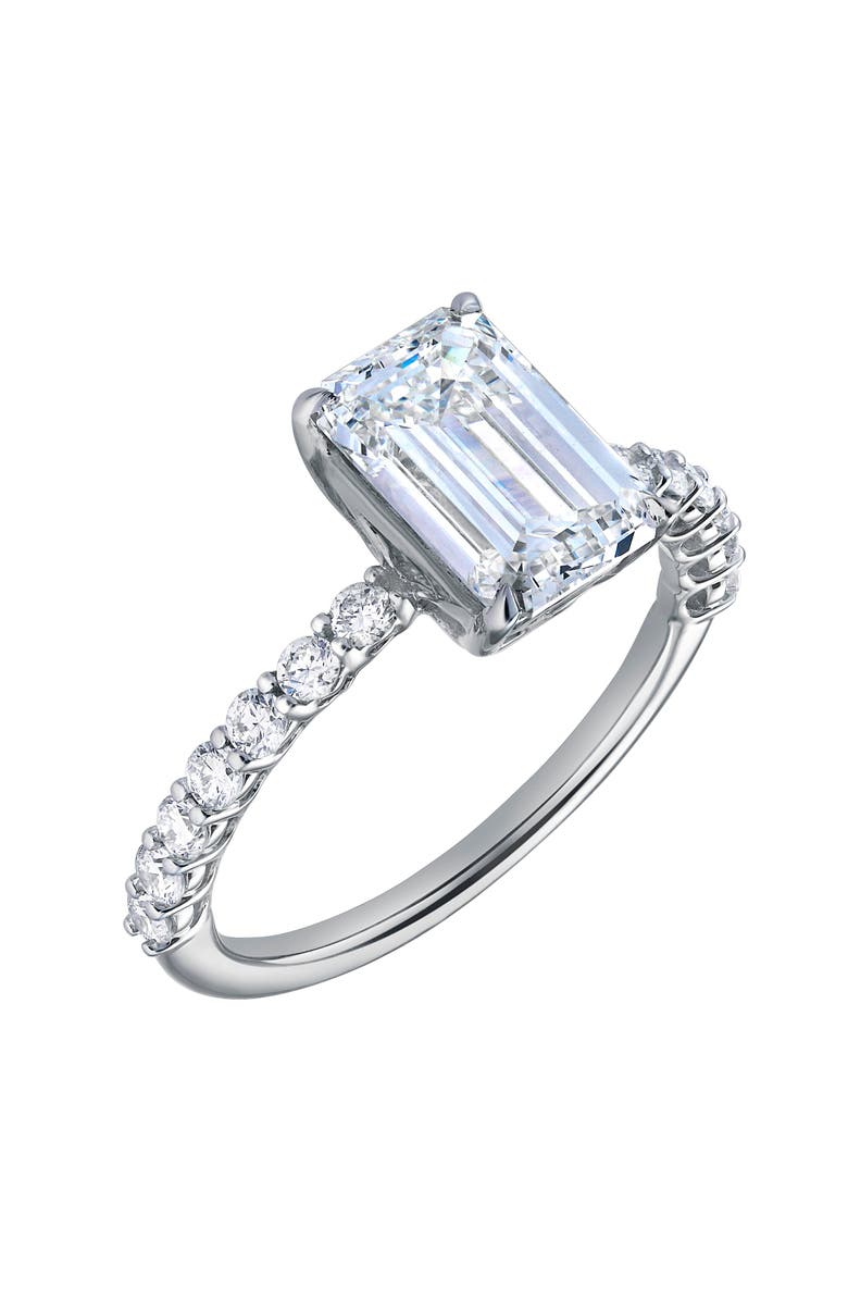 LuvMyJewelry Calista 14K White Gold Emerald Cut Lab Grown Diamond Engagement Ring - 2.55 ctw, Alternate, color, 14K White Gold