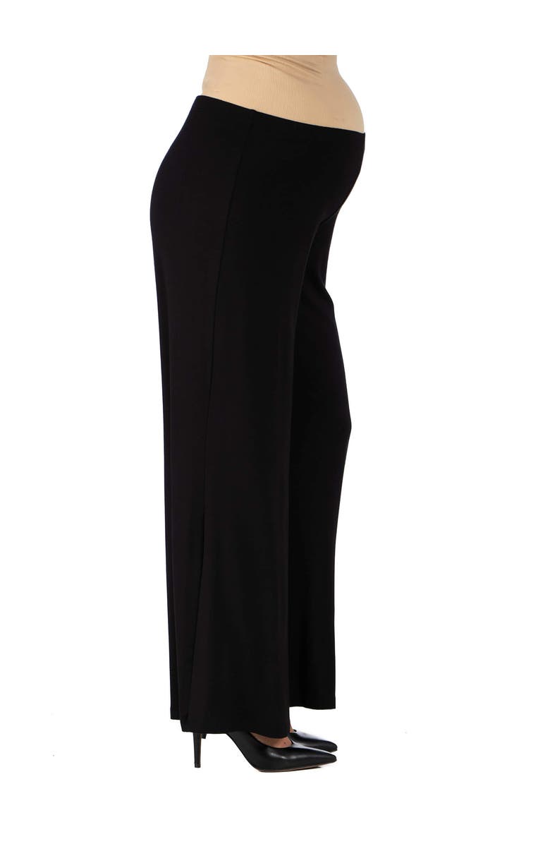 24seven Comfort Apparel Maternity Solid Color Palazzo Pants, Alternate, color, Black