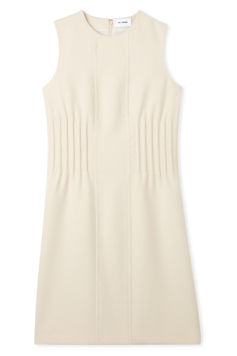 Corset Waist Sleeveless Stretch Crepe Shift Dress, Alternate, color, ECRU
