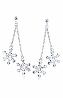 BLING JEWELRY Sterling Silver Snowflake Drop Earrings