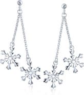 BLING JEWELRY Sterling Silver Snowflake Drop Earrings