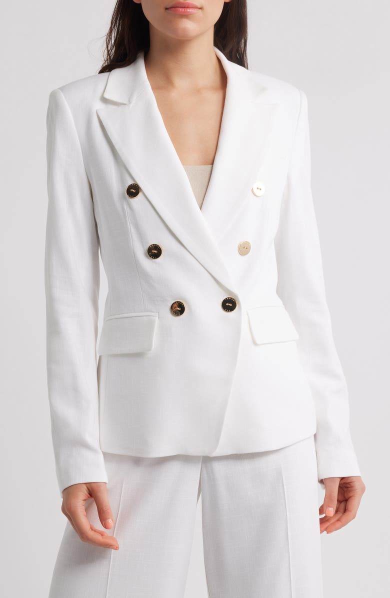 Tahari ASL Double Breasted Blazer, Main, color, White