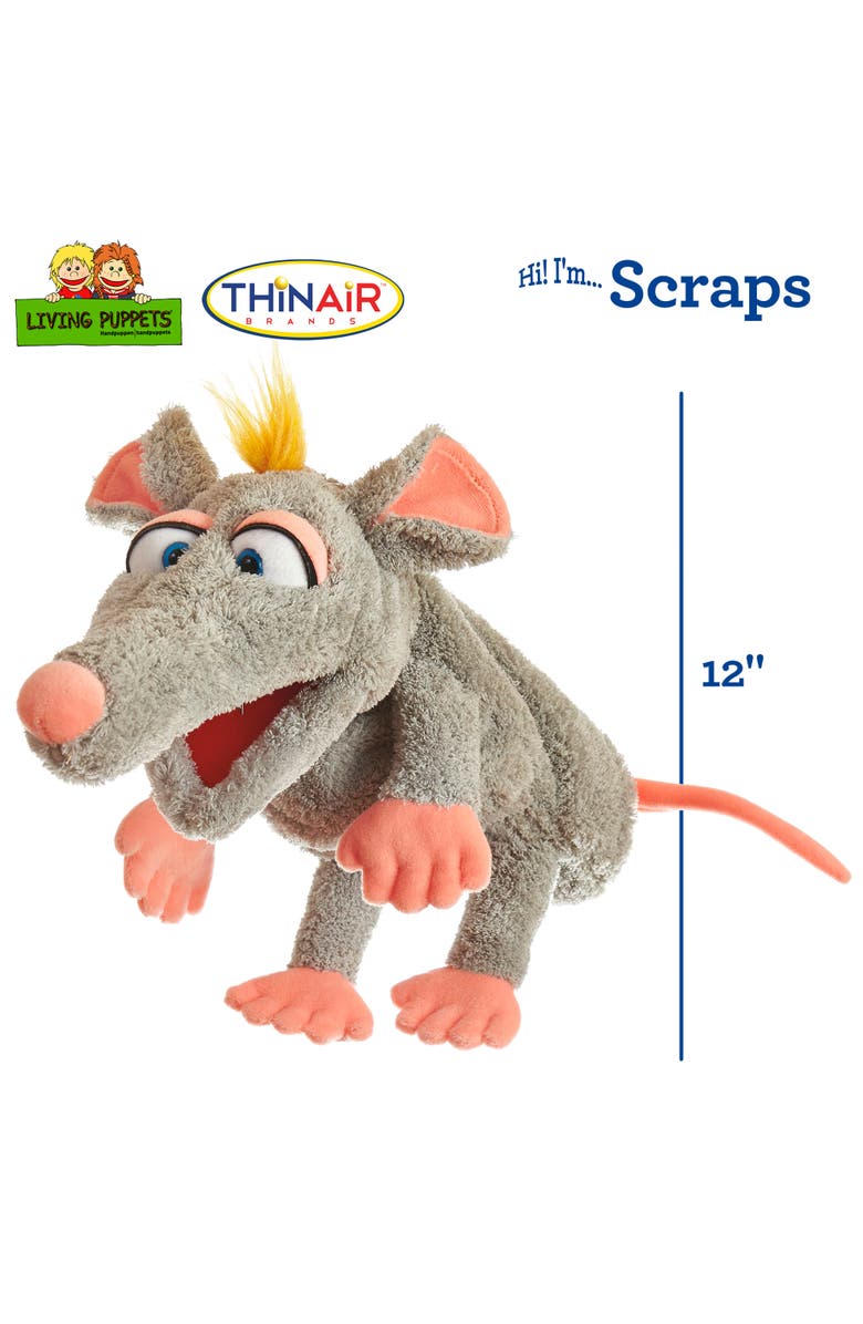 Living Puppets Scraps The Mouse 12 Inch Plush Hand Puppet, Alternate, color, Multicolored