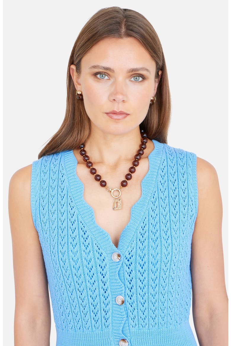 Cotton Scallop Crochet Knitted Dress, Alternate, color, Blue