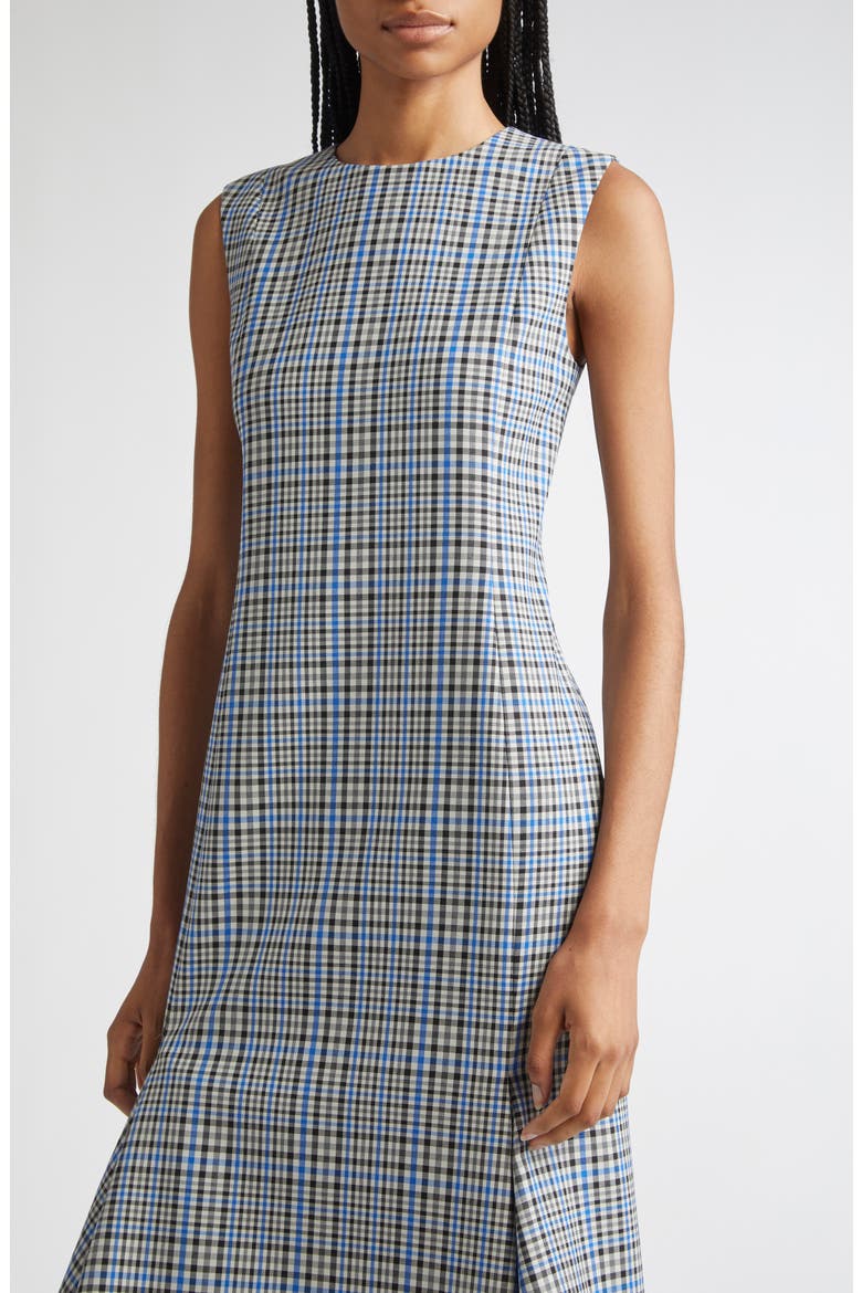 Bruna Plaid Midi Dress, Alternate, color, BLUE MULTI