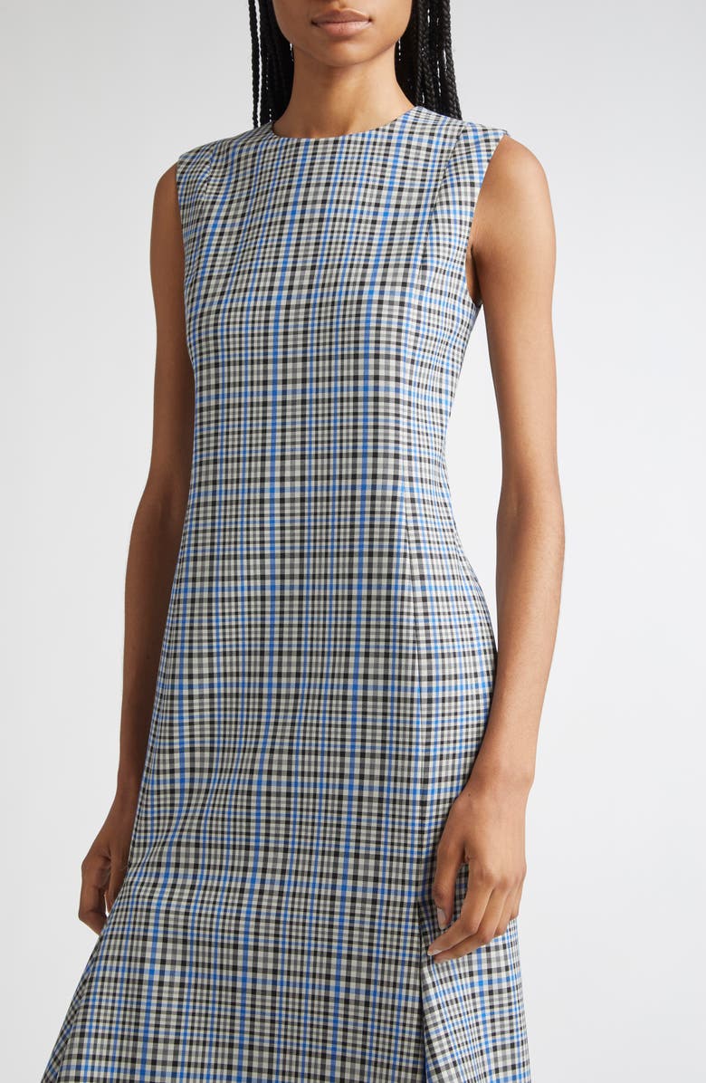 Proenza Schouler Bruna Plaid Midi Dress, Alternate, color, Blue Multi