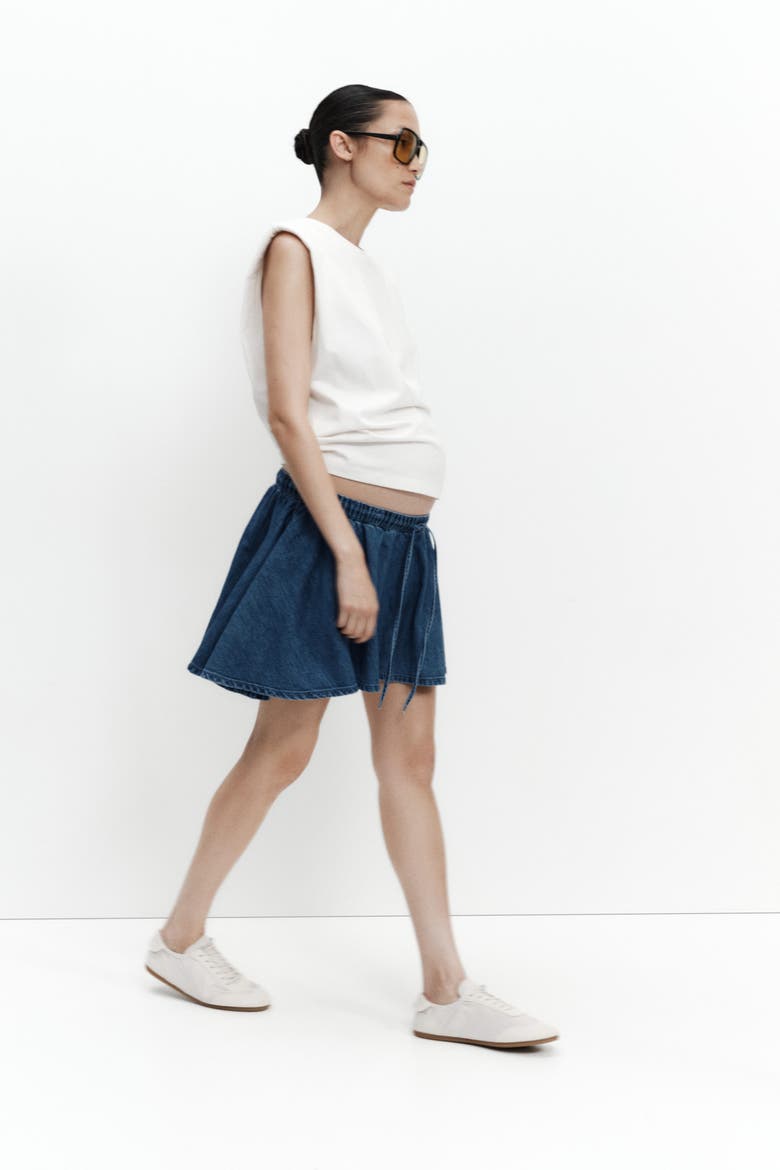 Mama Flared Cotton-blend Skort, Alternate, color, Denim blue