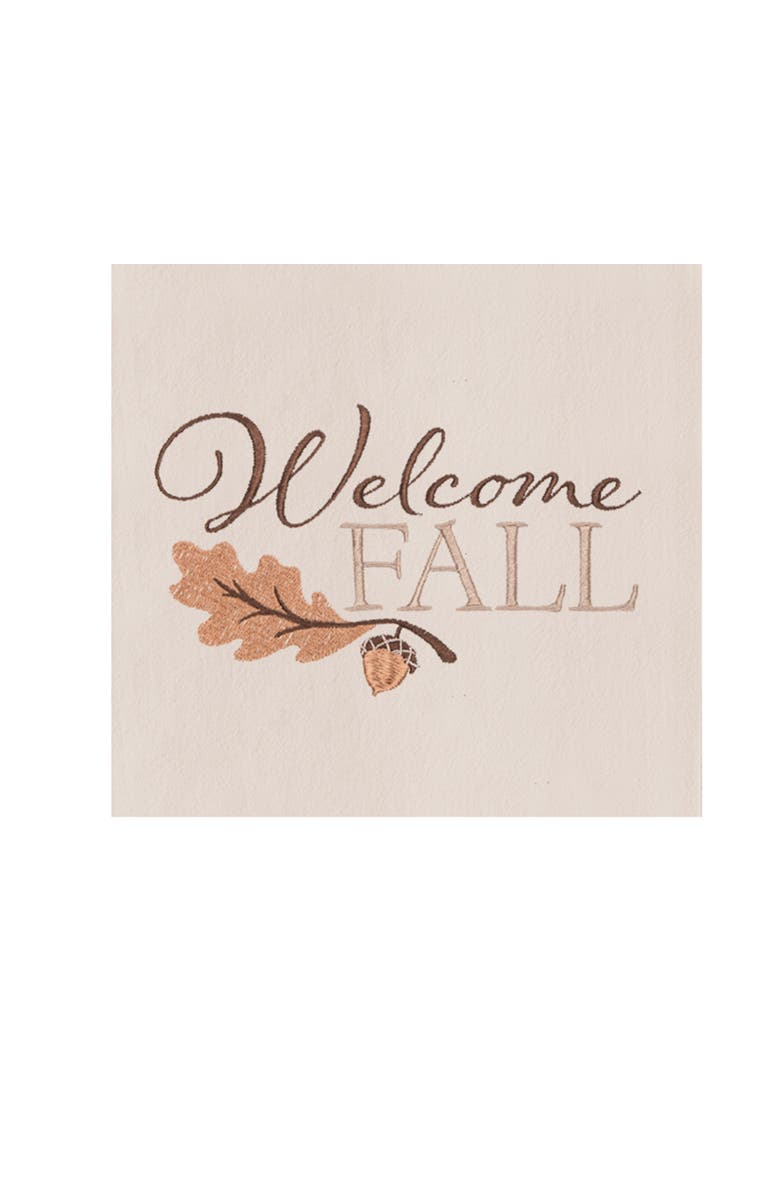 C&F Home Acorn Leaf "Welcome Fall" 100% Cotton Flour Sack Kitchen Dishtowel, Alternate, color, Off-White