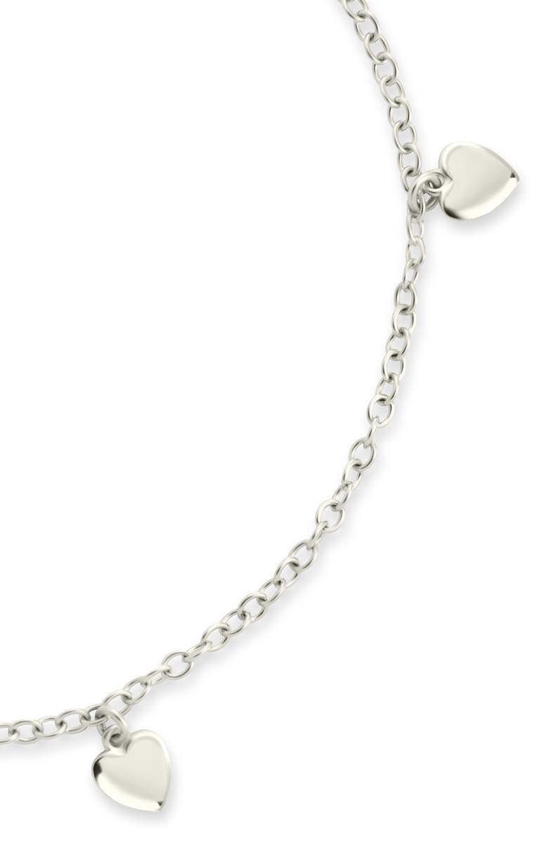 Sterling Forever Farrah Flat Heart Station Chain Bracelet, Alternate, color, Silver